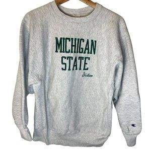 Vintage Champion Reverse Weave Sweatshirt XL Michigan State Sister Gray USA Rare